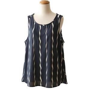 2 for $25 | PREMISE Studio Navy White Wavy Stripe Sleeveless Top Large NWT
